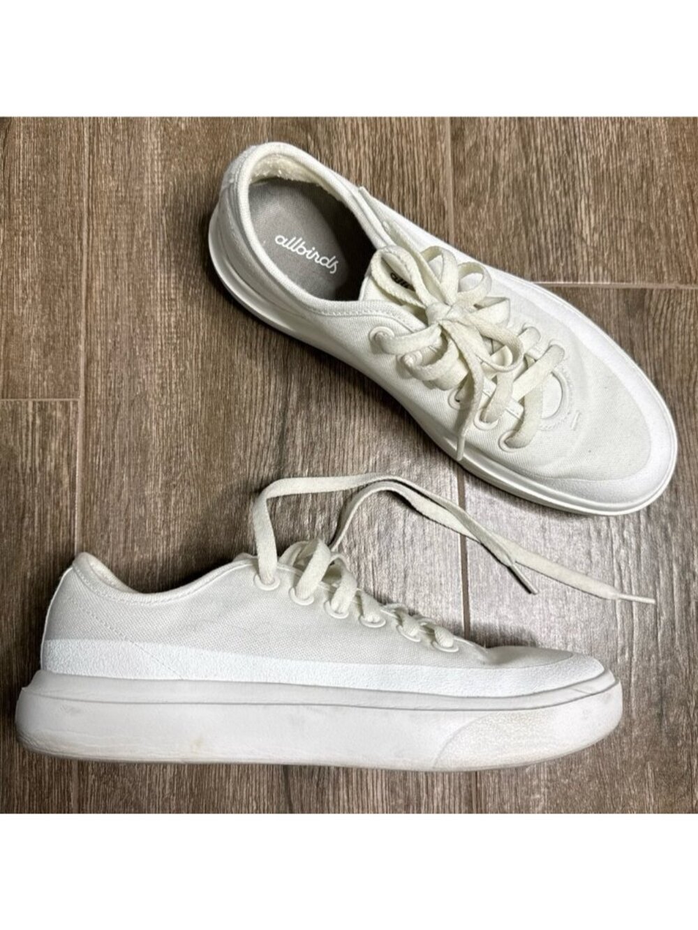 Allbirds Canvas Pipers Blizzard White Sneakers Women's 8